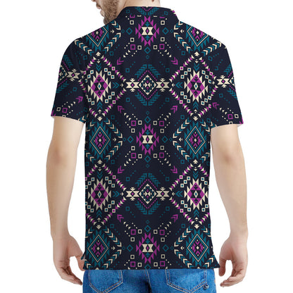Geometric Ethnic Navajo Pattern Print Men's Polo Shirt