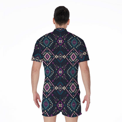Geometric Ethnic Navajo Pattern Print Men's Rompers