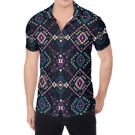 Geometric Ethnic Navajo Pattern Print Men's Shirt