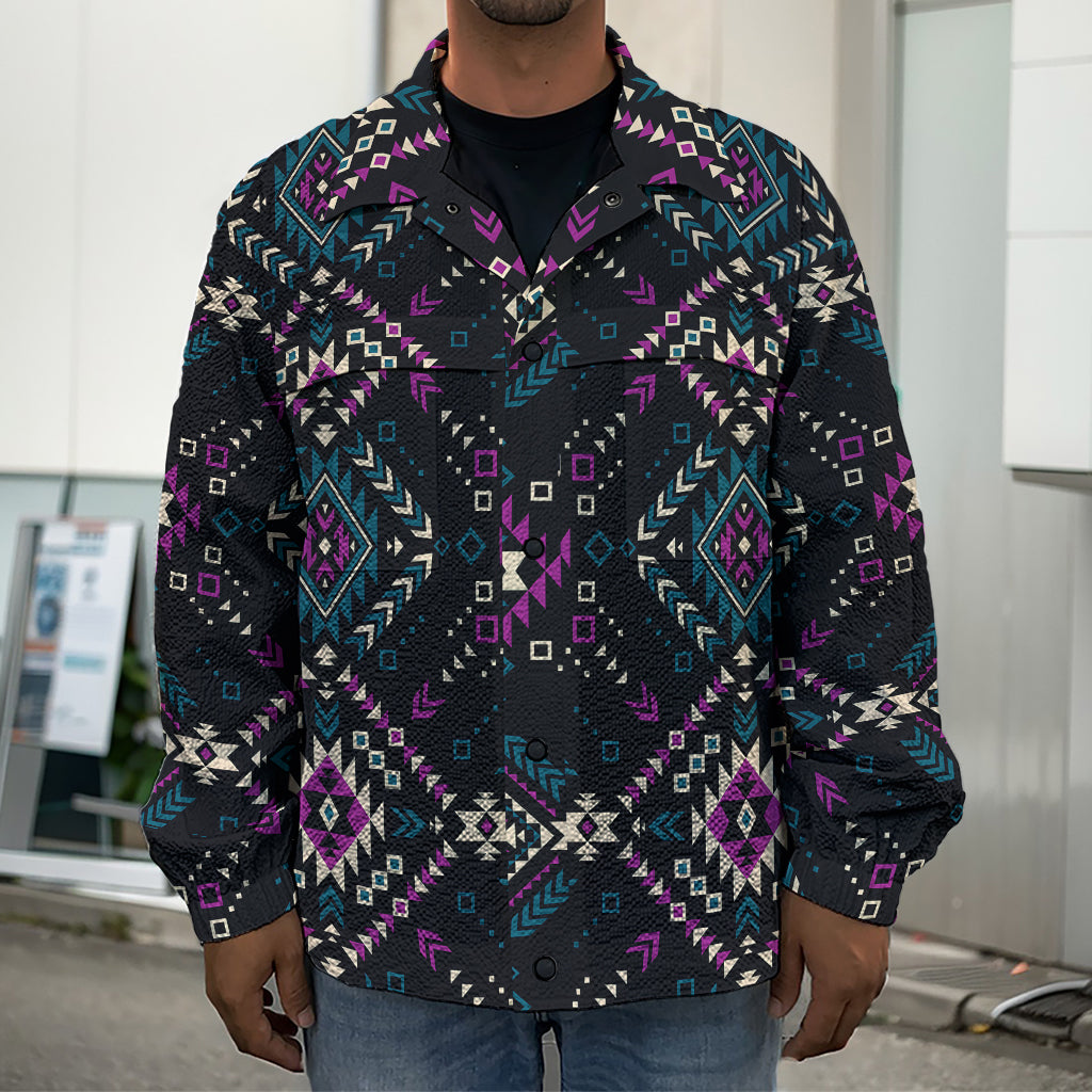 Geometric Ethnic Navajo Pattern Print Men's Shirt Jacket