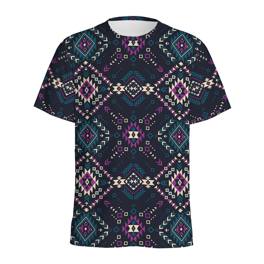Geometric Ethnic Navajo Pattern Print Men's Sports T-Shirt