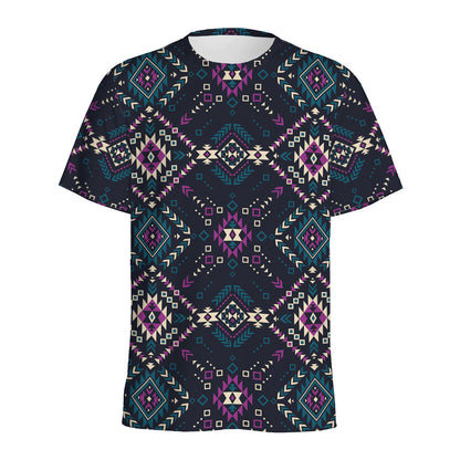 Geometric Ethnic Navajo Pattern Print Men's Sports T-Shirt