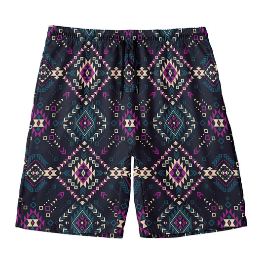 Geometric Ethnic Navajo Pattern Print Men's Swim Trunks
