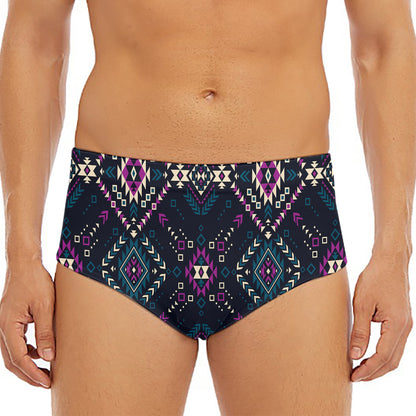 Geometric Ethnic Navajo Pattern Print Men's Triangle Swim Briefs