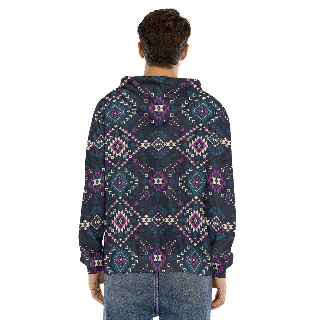 Geometric Ethnic Navajo Pattern Print Men's Velvet Pullover Hoodie