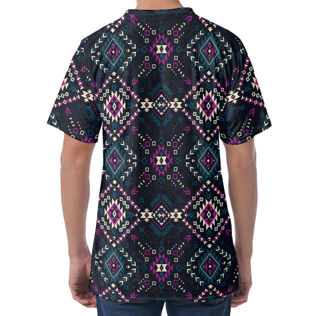 Geometric Ethnic Navajo Pattern Print Men's Velvet T-Shirt
