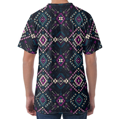 Geometric Ethnic Navajo Pattern Print Men's Velvet T-Shirt
