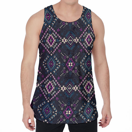 Geometric Ethnic Navajo Pattern Print Men's Velvet Tank Top