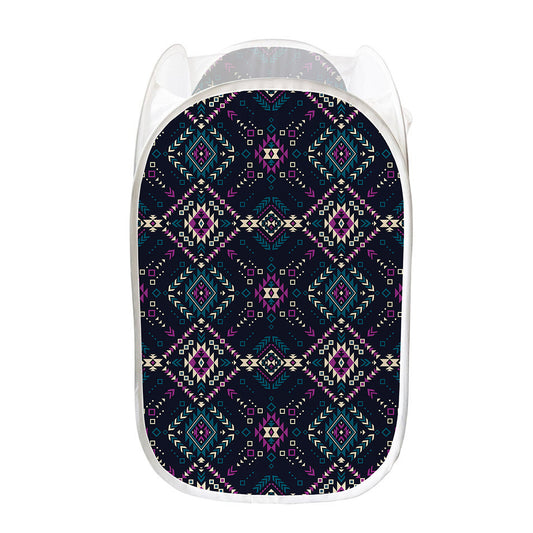 Geometric Ethnic Navajo Pattern Print Mesh Laundry Hamper