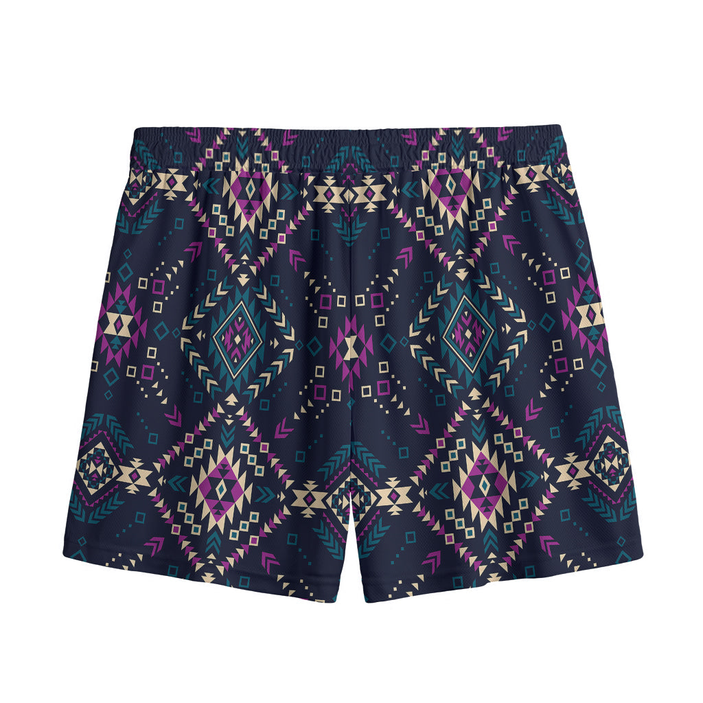 Geometric Ethnic Navajo Pattern Print Mesh Shorts