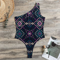 Geometric Ethnic Navajo Pattern Print One Shoulder Bodysuit