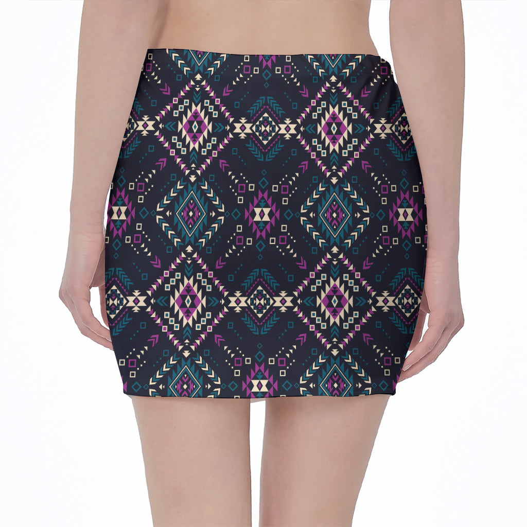 Geometric Ethnic Navajo Pattern Print Pencil Mini Skirt