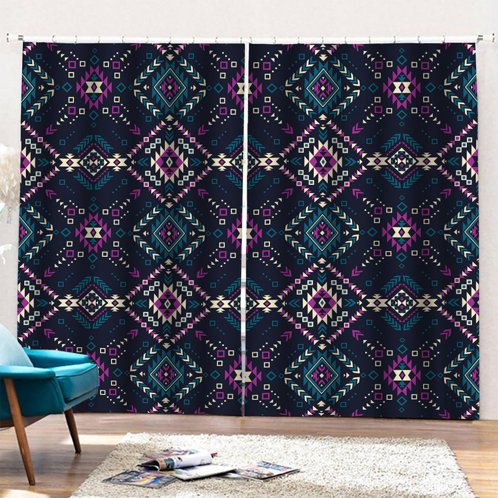 Geometric Ethnic Navajo Pattern Print Pencil Pleat Curtains