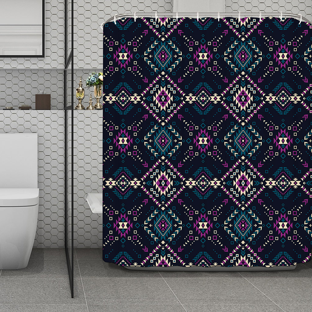 Geometric Ethnic Navajo Pattern Print Polyester Shower Curtain