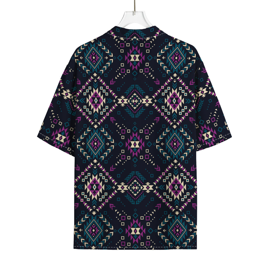 Geometric Ethnic Navajo Pattern Print Rayon Hawaiian Shirt