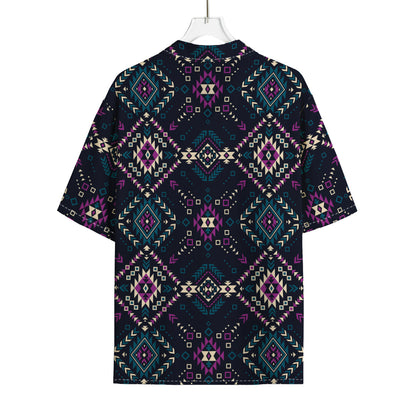 Geometric Ethnic Navajo Pattern Print Rayon Hawaiian Shirt