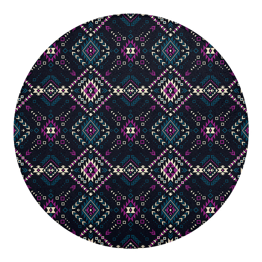 Geometric Ethnic Navajo Pattern Print Round Blanket