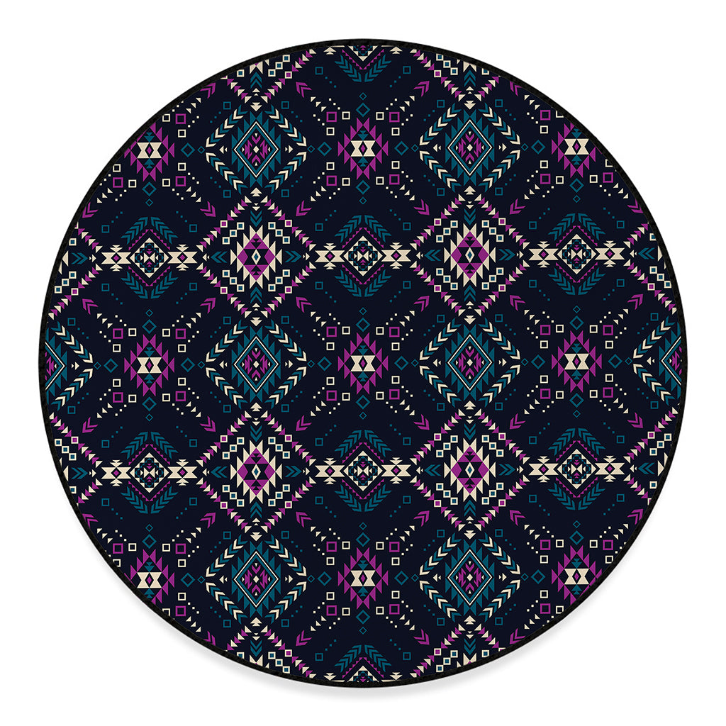 Geometric Ethnic Navajo Pattern Print Round Floor Mat