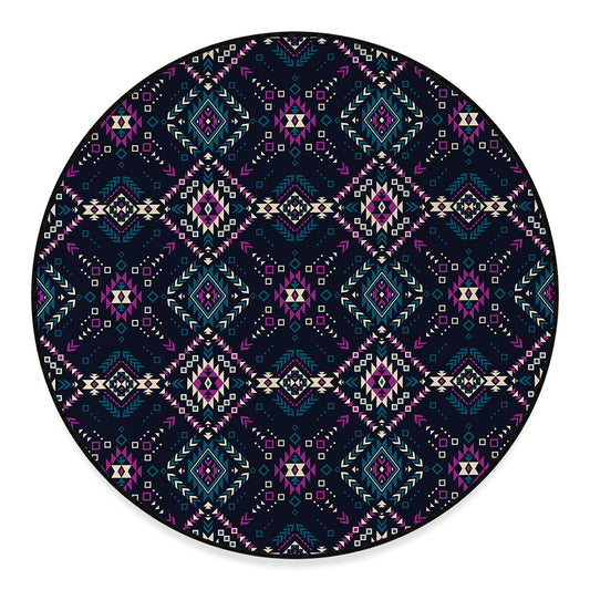 Geometric Ethnic Navajo Pattern Print Round Floor Mat