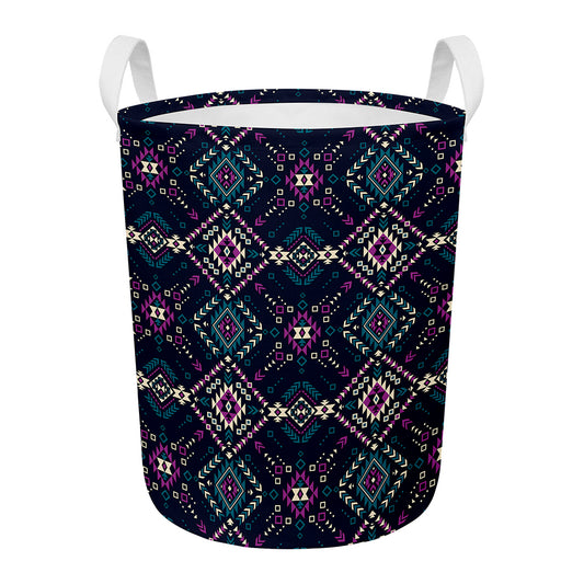 Geometric Ethnic Navajo Pattern Print Round Laundry Basket