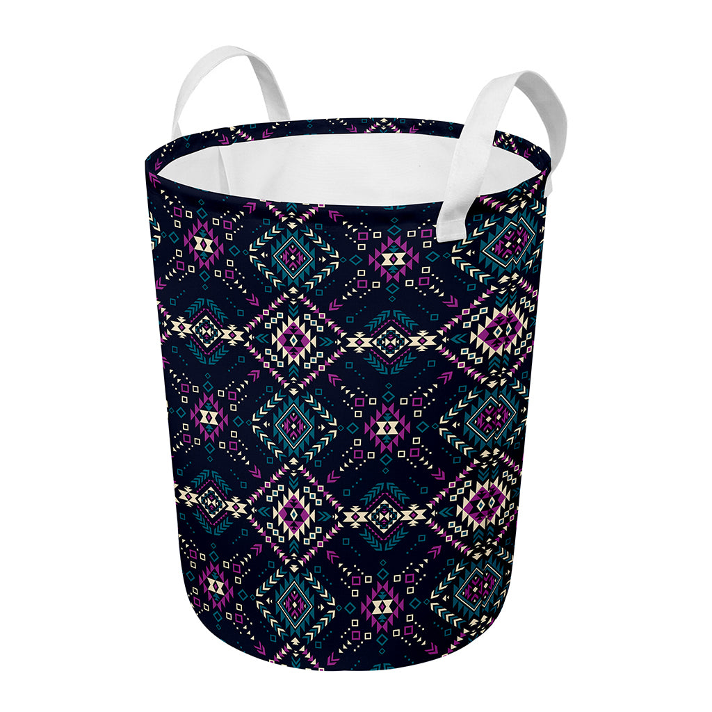 Geometric Ethnic Navajo Pattern Print Round Laundry Basket