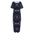Geometric Ethnic Navajo Pattern Print Short Sleeve Long Nightdress