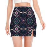 Geometric Ethnic Navajo Pattern Print Side Slit Mini Skirt