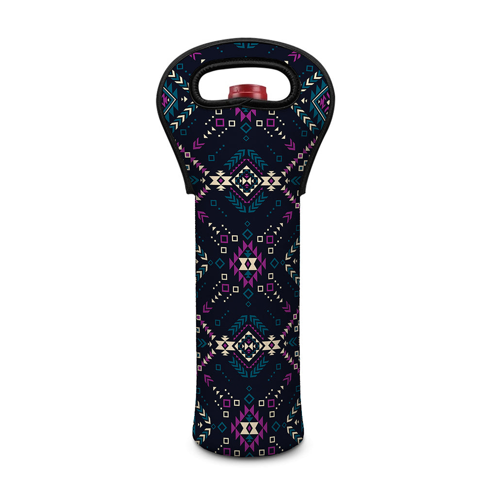 Geometric Ethnic Navajo Pattern Print Single Neoprene Wine Tote