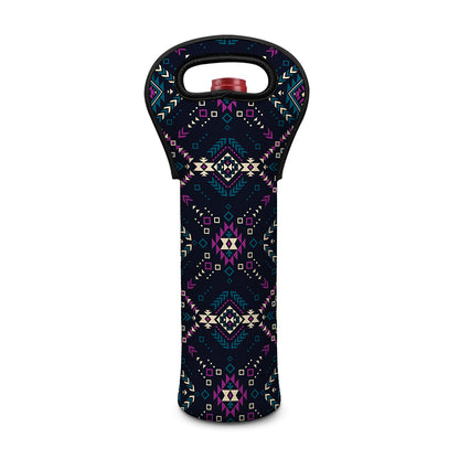 Geometric Ethnic Navajo Pattern Print Single Neoprene Wine Tote