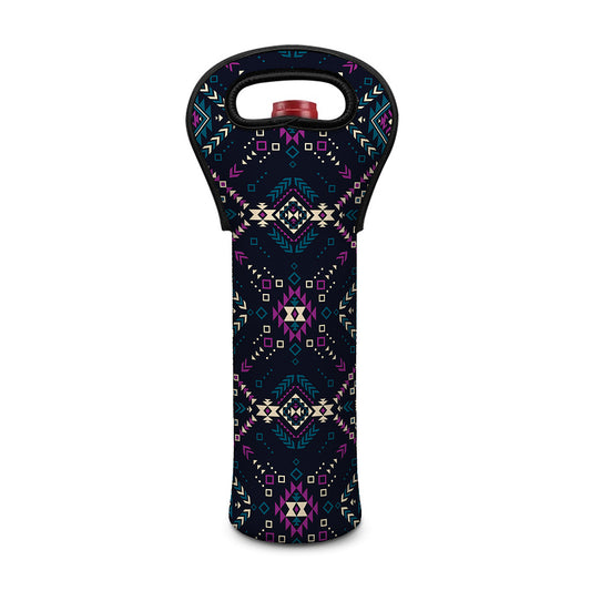 Geometric Ethnic Navajo Pattern Print Single Neoprene Wine Tote