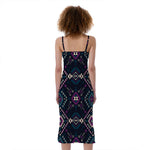 Geometric Ethnic Navajo Pattern Print Slim Fit Midi Cami Dress