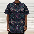 Geometric Ethnic Navajo Pattern Print Textured Short Sleeve Shirt