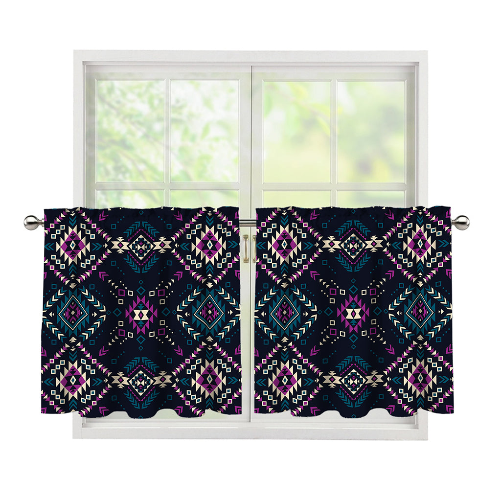 Geometric Ethnic Navajo Pattern Print Tier Curtains