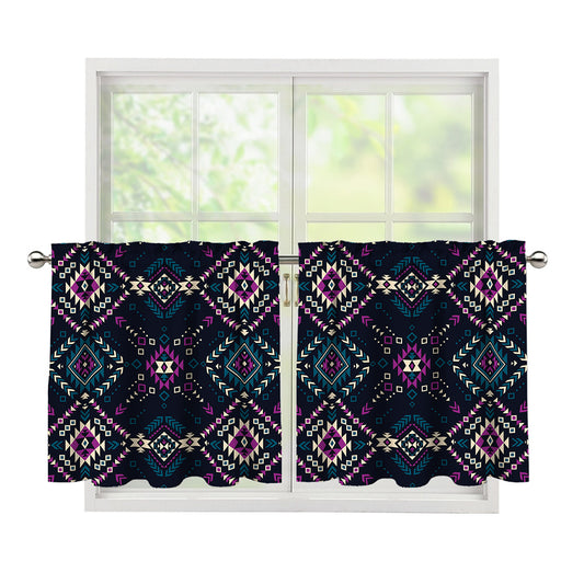 Geometric Ethnic Navajo Pattern Print Tier Curtains