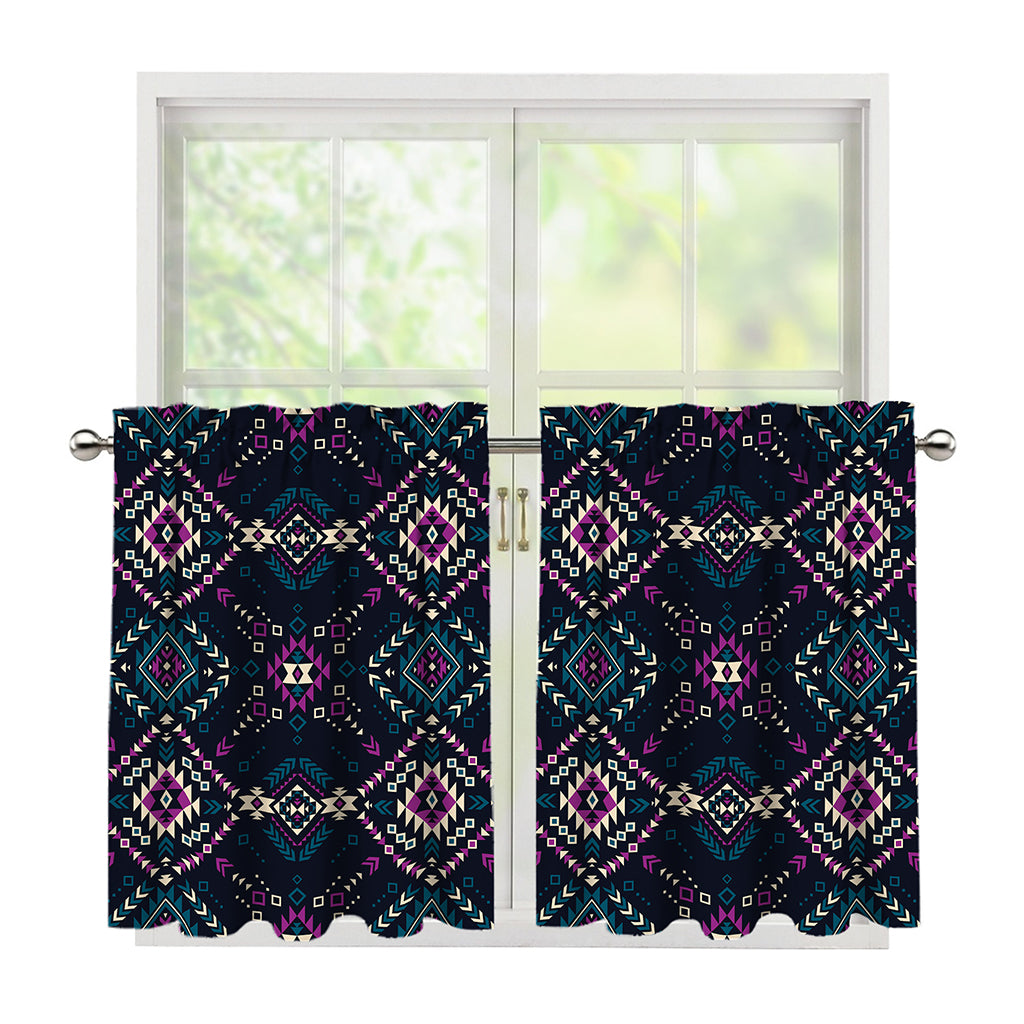 Geometric Ethnic Navajo Pattern Print Tier Curtains