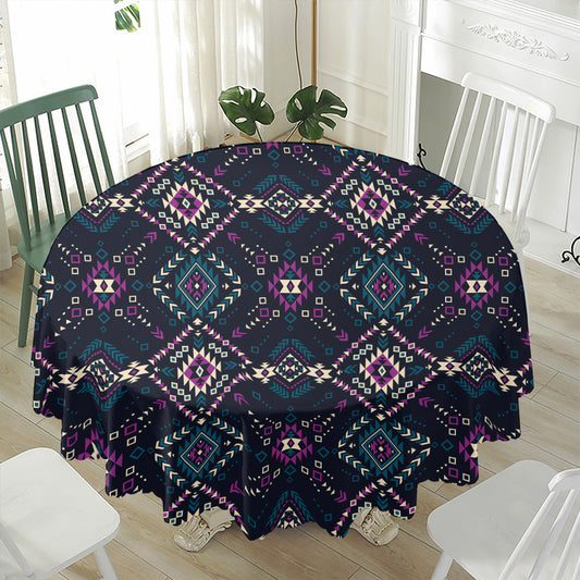 Geometric Ethnic Navajo Pattern Print Waterproof Round Tablecloth