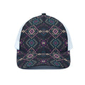 Geometric Ethnic Navajo Pattern Print White Mesh Trucker Hat