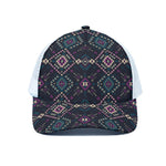 Geometric Ethnic Navajo Pattern Print White Mesh Trucker Cap