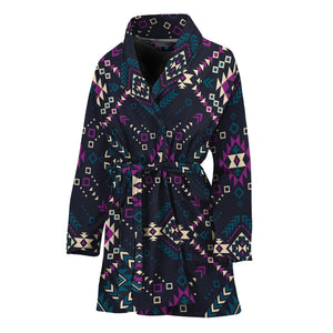 Geometric Ethnic Navajo Pattern Print Women's Bathrobe