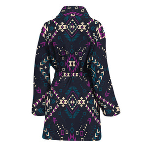 Geometric Ethnic Navajo Pattern Print Women's Bathrobe