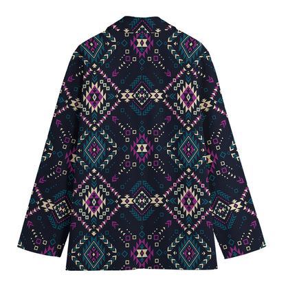 Geometric Ethnic Navajo Pattern Print Women's Blazer