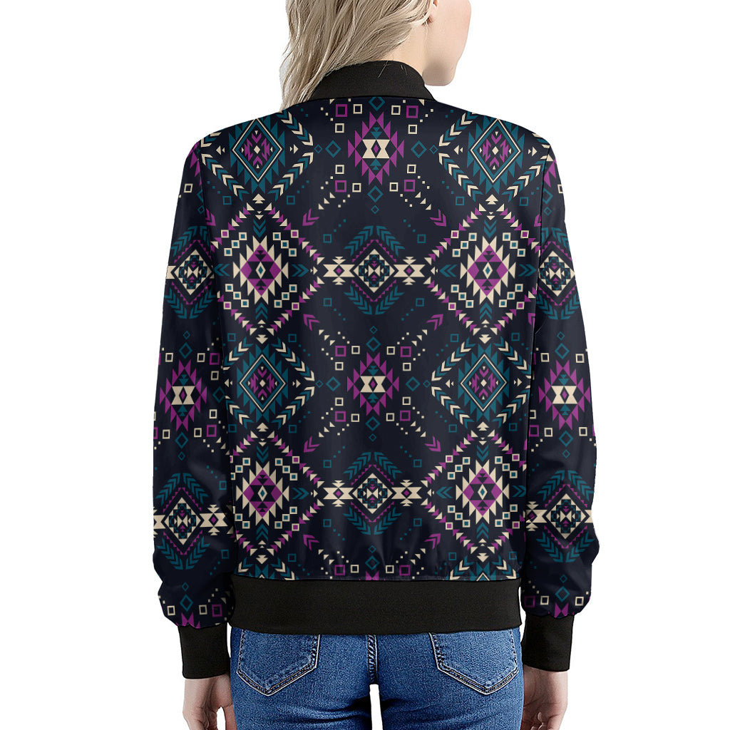 Geometric Ethnic Navajo Pattern Print Women's Bomber Jacket