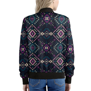 Geometric Ethnic Navajo Pattern Print Women's Bomber Jacket