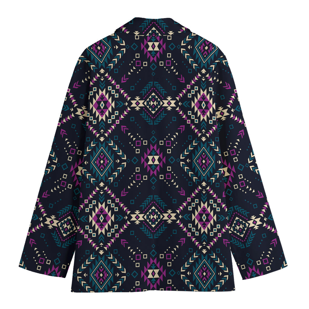 Geometric Ethnic Navajo Pattern Print Women's Cotton Blazer