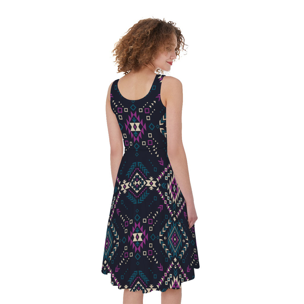 Geometric Ethnic Navajo Pattern Print Women's Sleeveless Dress