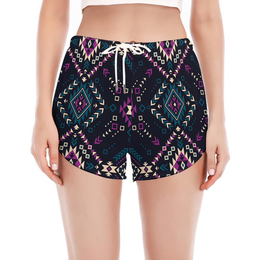 Geometric Ethnic Navajo Pattern Print Women's Split Running Shorts