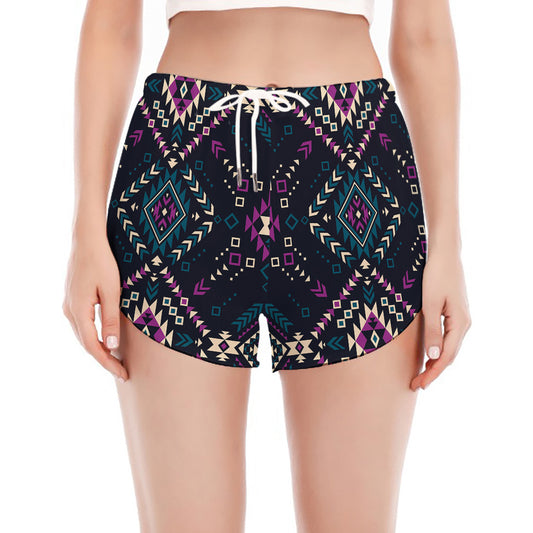 Geometric Ethnic Navajo Pattern Print Women's Split Running Shorts