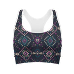 Geometric Ethnic Navajo Pattern Print Women's Sports Bra