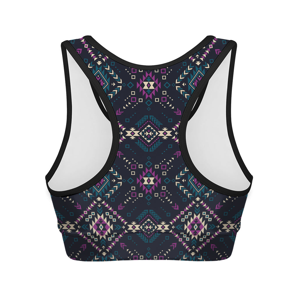 Geometric Ethnic Navajo Pattern Print Women's Sports Bra