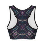 Geometric Ethnic Navajo Pattern Print Women's Sports Bra